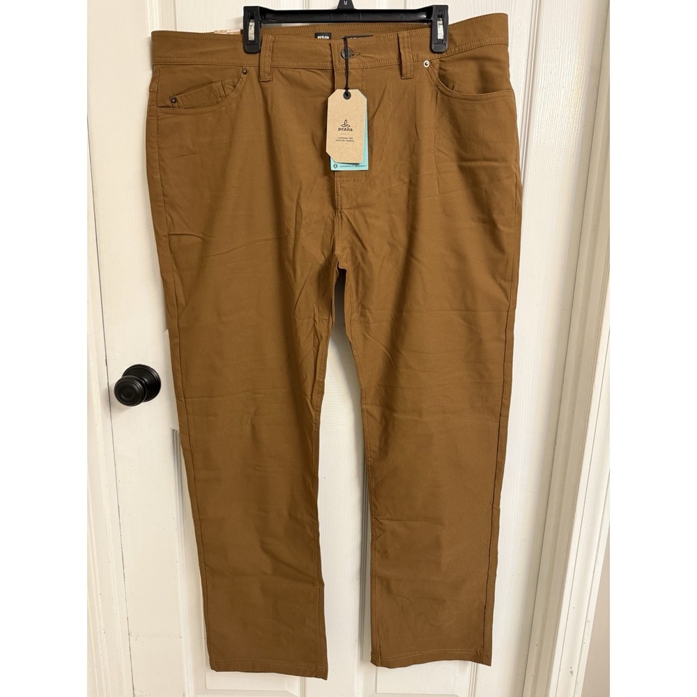 NWT Prana Brion Pants II Men's 42x 32 Sepia Brown Slim Tapered Leg Stretch Chino